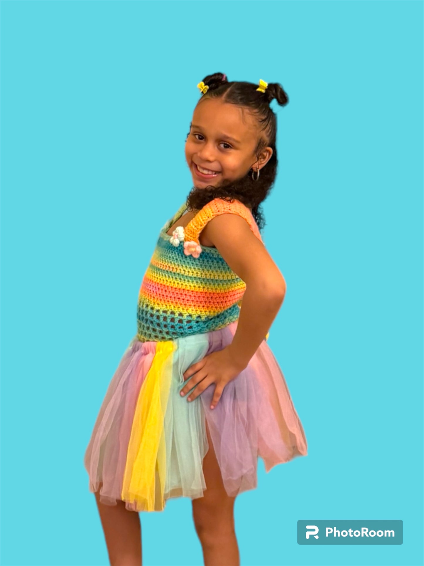 Girls Custom Floral Rainbow Tank