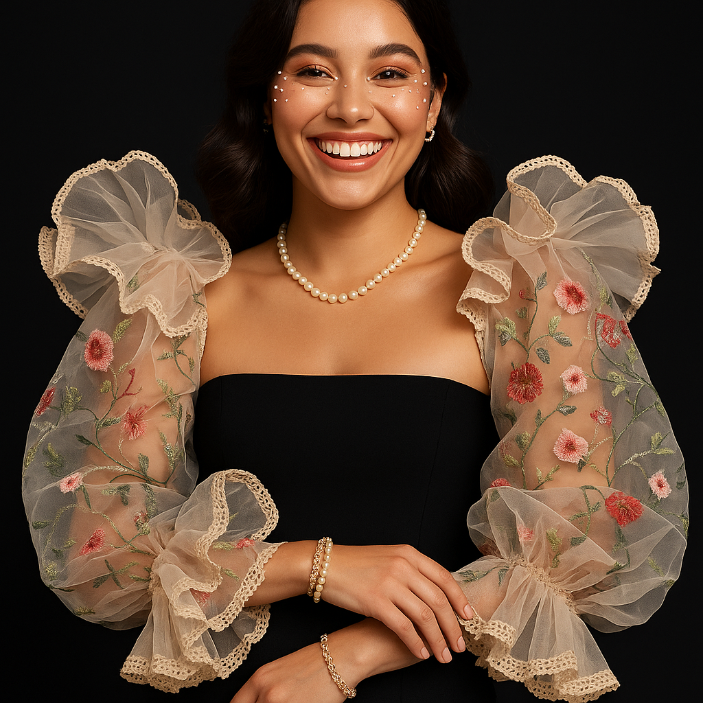 Custom made detachable Sheer Floral Sleeves