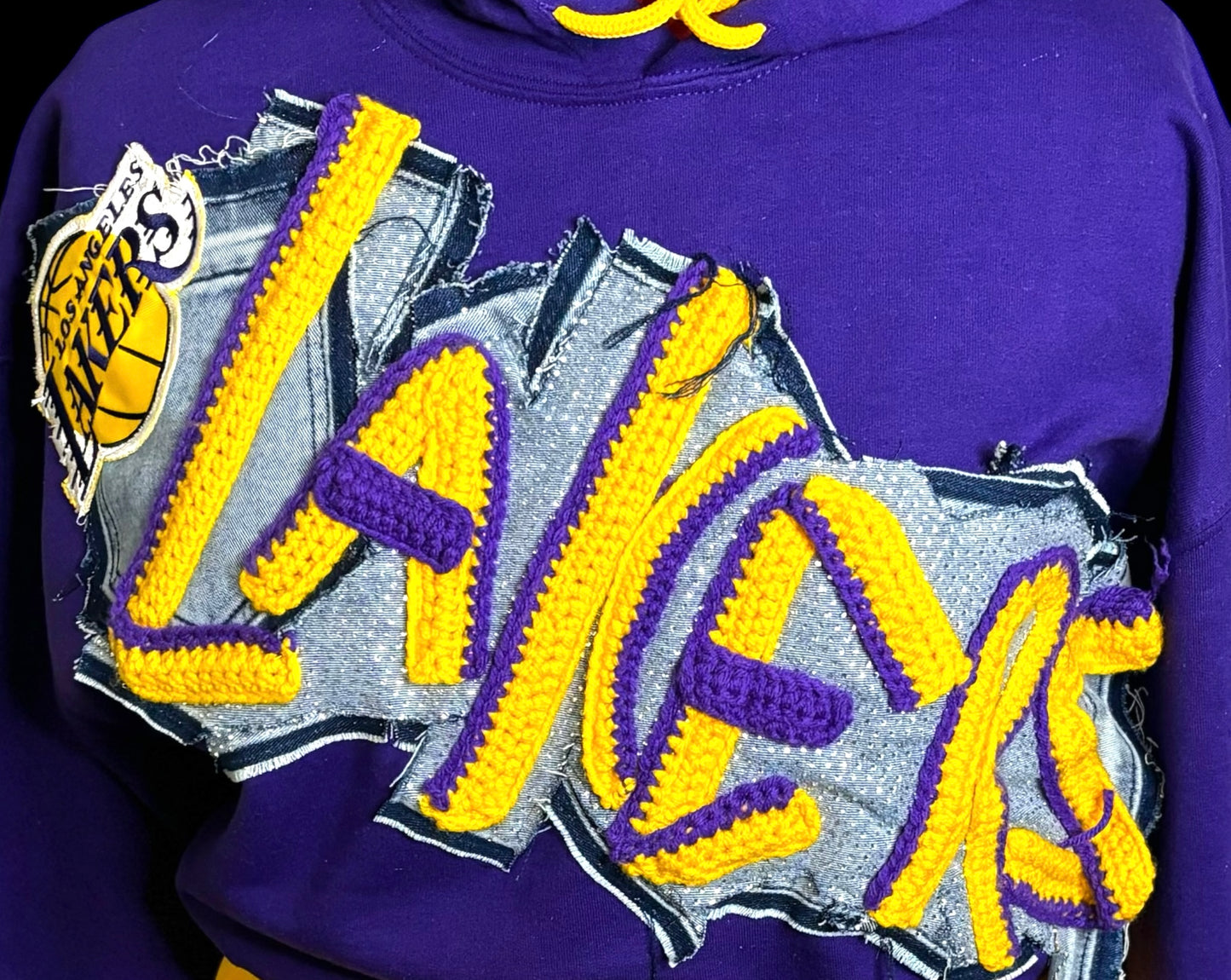Custom Distressed denim and more Hoodie.. choose your favorite Team, Name or Theme