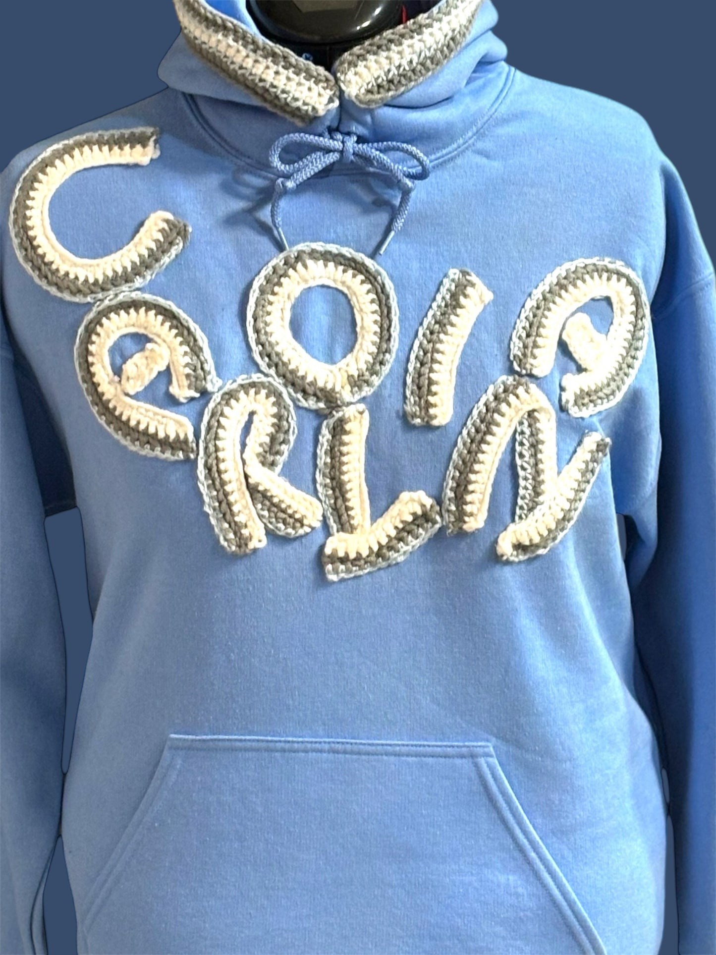 Custom Carolina Blue Crochet Hoodie