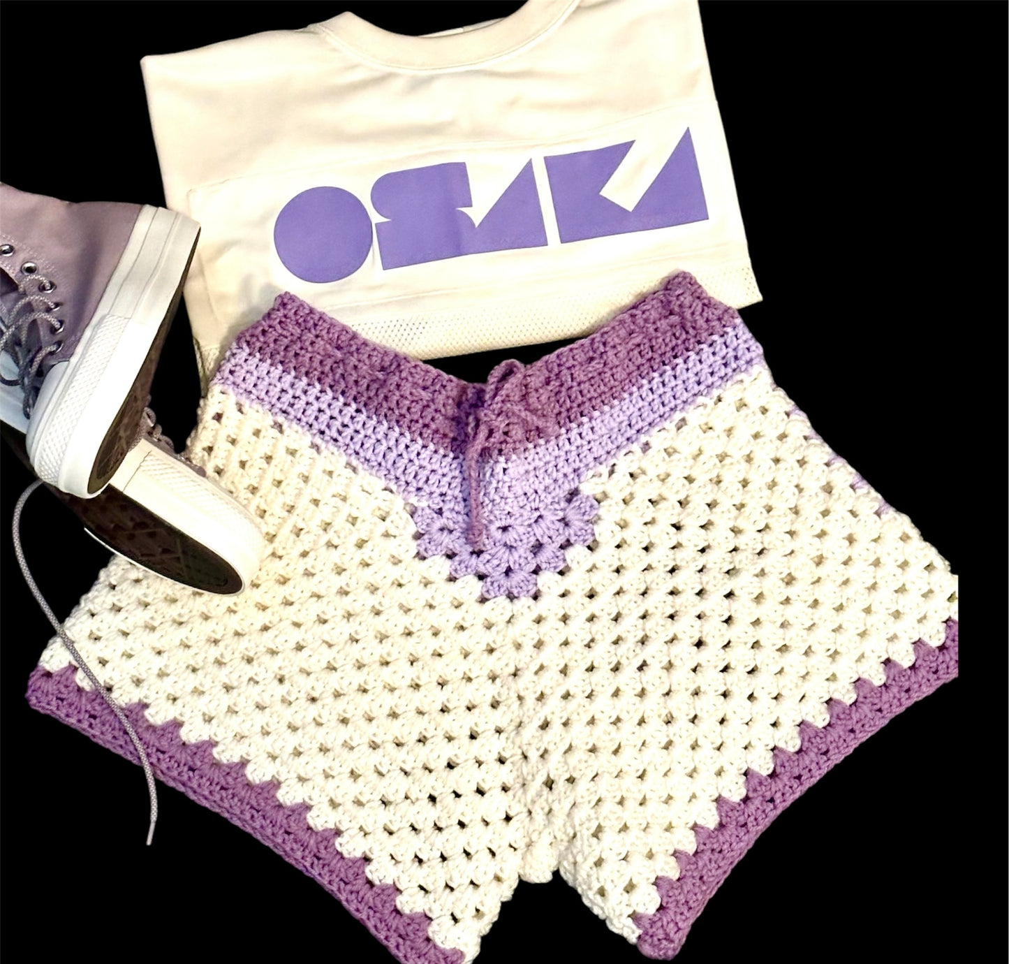 Custom Crochet Drawstring Shorts