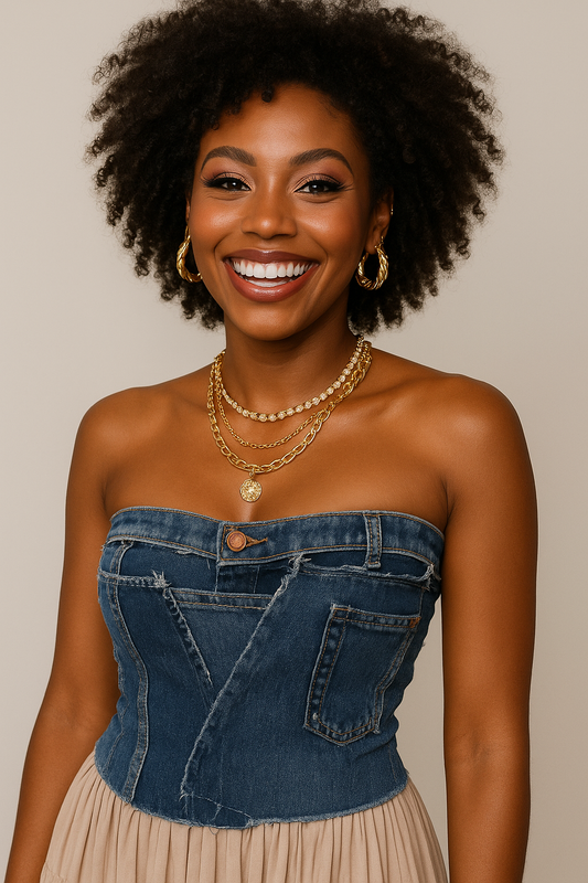 Custom Made Denim Bustier Top