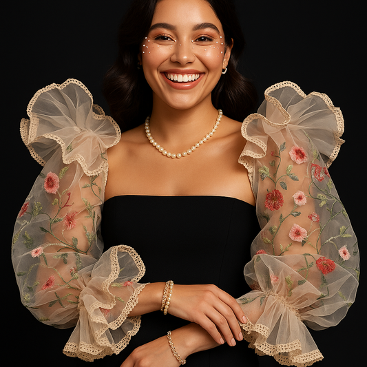 Custom made detachable Sheer Floral Sleeves