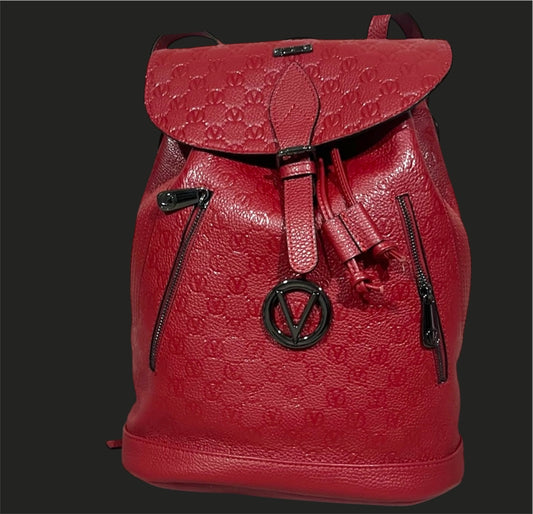 Genuine Leather Signature Red Backpack