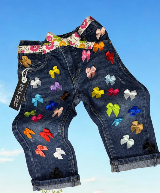 Custom Made Toddler Denim Bows and Bows Jeans