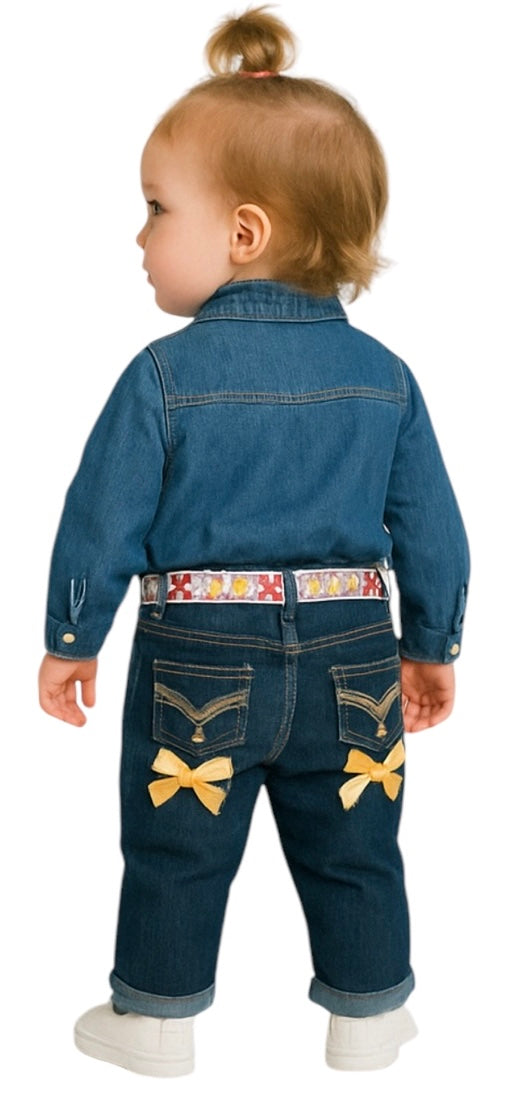 Custom Made Toddler Denim Bows and Bows Jeans